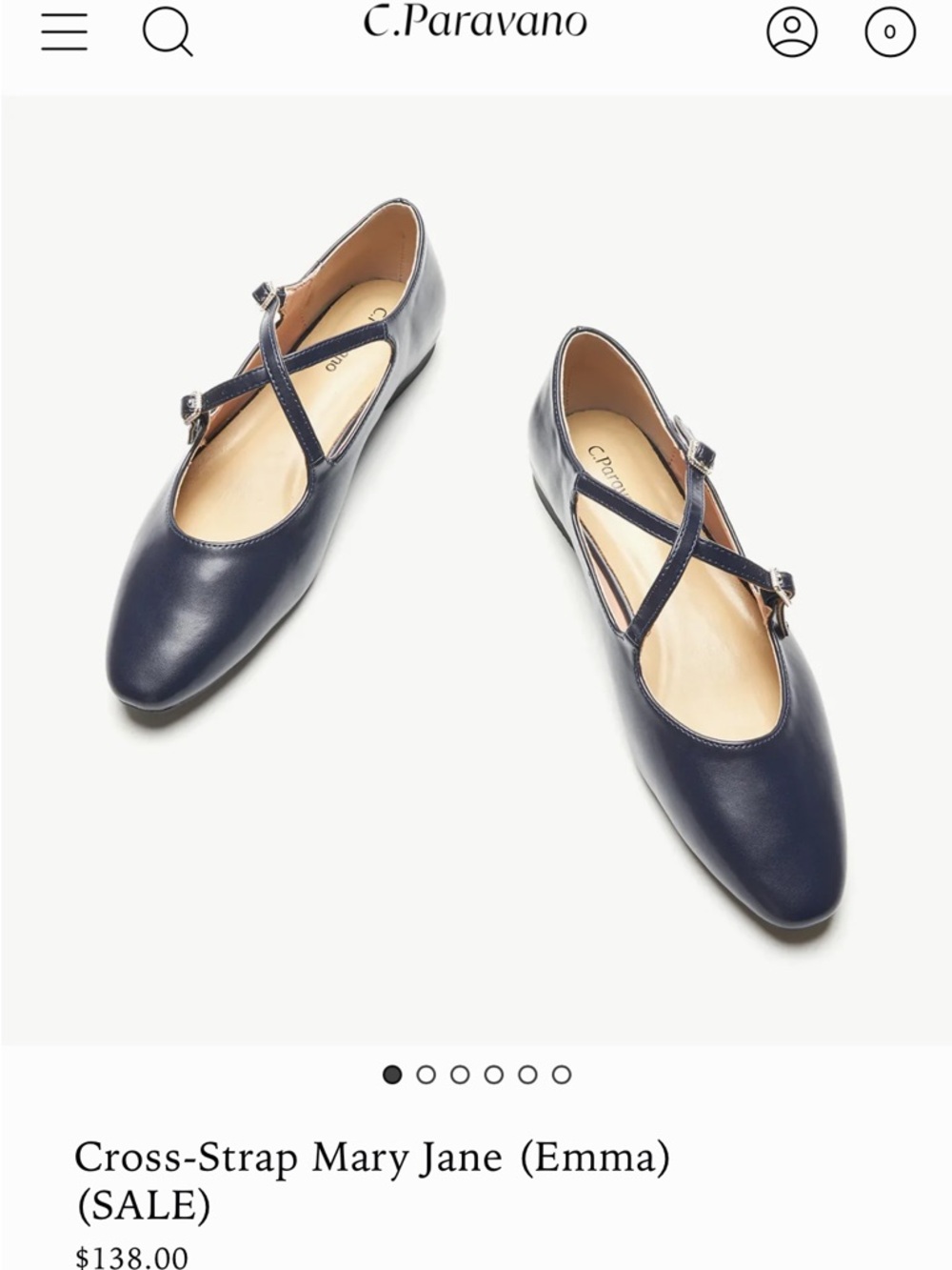 C. Paravano Cross-Strap Mary Jane (Emma) Navy 39.5